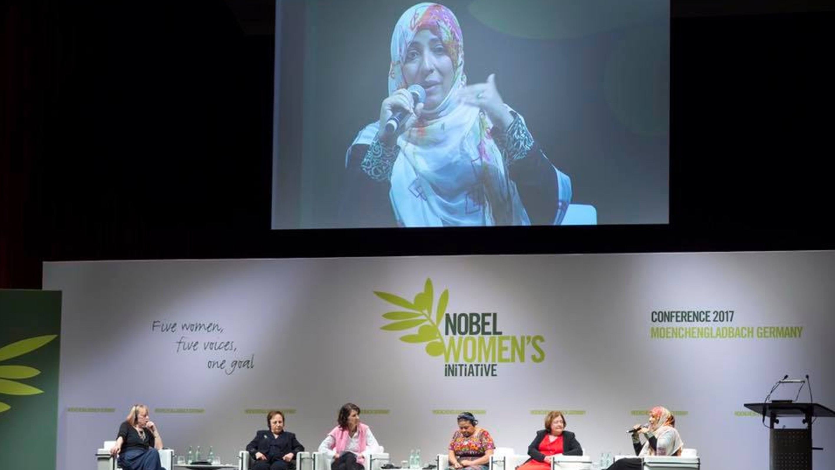 كلمة الناشطة الحائزة على جائزة نوبل للسلام توكل كرمان في الجلسة الافتتاحية بمؤتمر المقاومة النسائية العالمية للحائزات على جائزة نوبل للسلام - ألمانيا